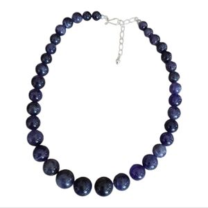 Sterling Jay King Mine Finds Natural Amethyst & Lapis Beaded Necklace